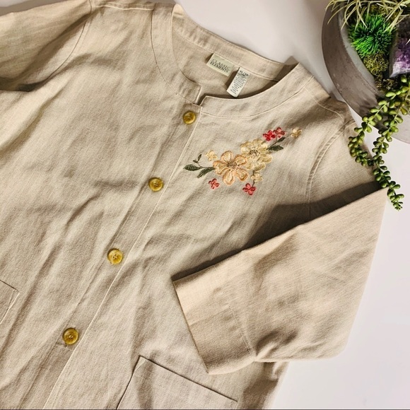 Vintage embroidered classic elements linen shirt jacket xl - Picture 9 of 9